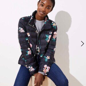 🙌 2/$55 Ann Taylor LOFT Floral Puffer Jacket Zippered Pockets Sz XS $128.00